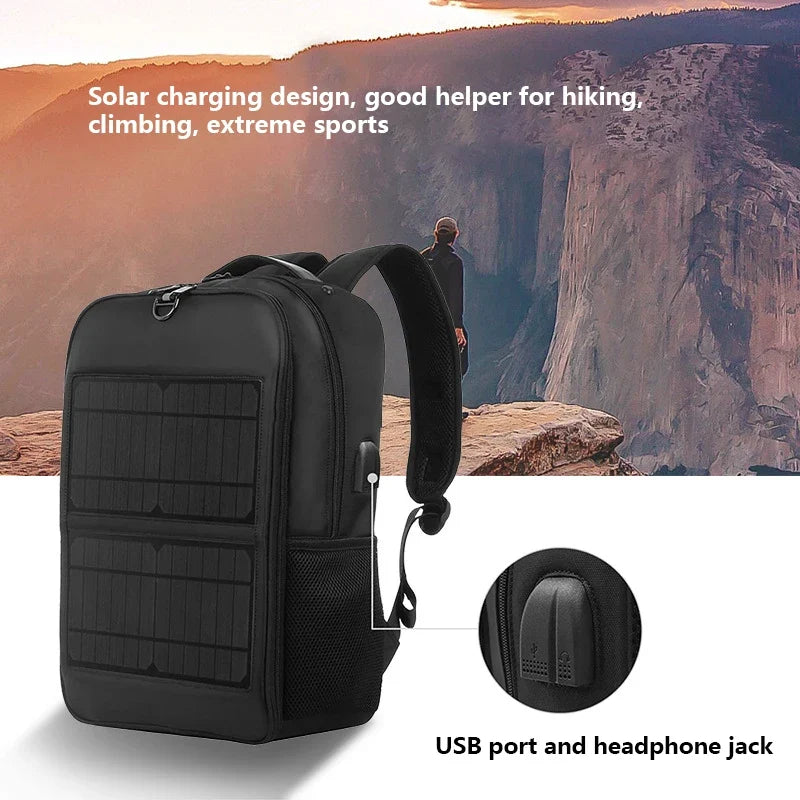 High Quality Foldable Solar Charging Backpack for Laptop 14W 5V USB Power Bank Portable Outdoor Travel Hiking Camping