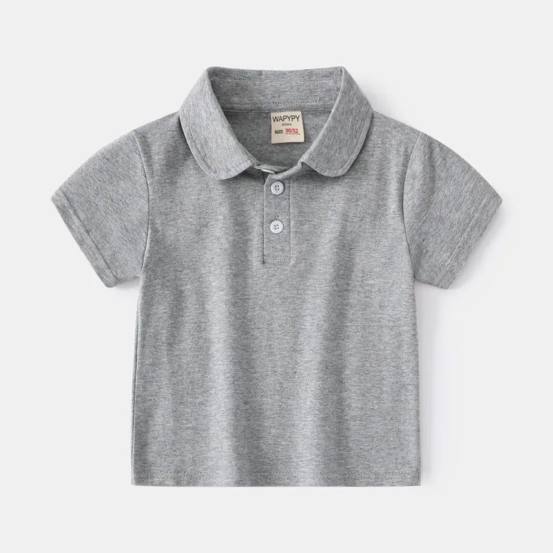 Boys Cotton Polo Shirts Children Kids Girl T shirt 2025,White Solid ColorTops