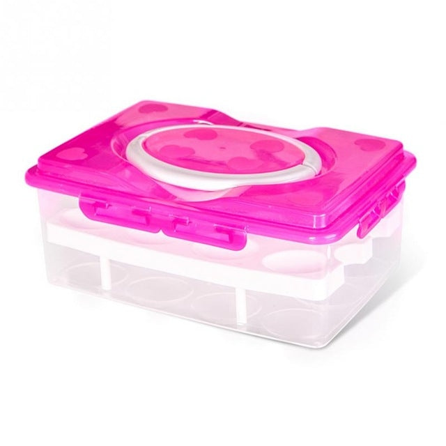 Portable 2 Layers 24 Slots PP Plastic Egg Holder Storage Case Box