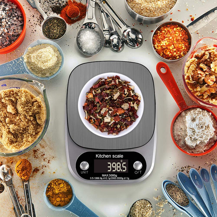 BOH-C305 Kitchen Stainless Steel LCD Electronic Scale, Specification: 3kg/0.1g, 3kg/0.1g