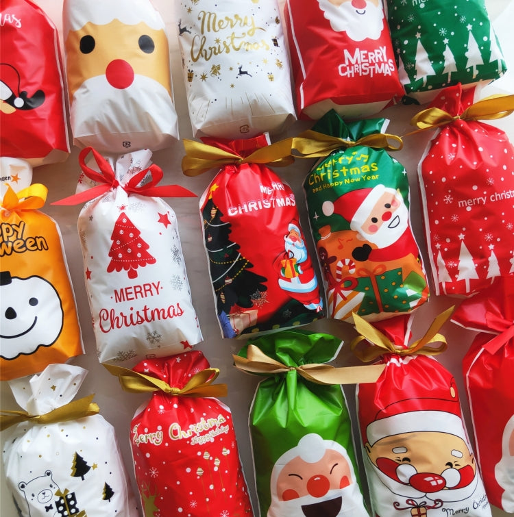 50pcs / Pack Christmas Gift Bag Candy Biscuit Drawstring Bundle Christmas Cookie Bag, Drawstring Bundle Cookie Bag