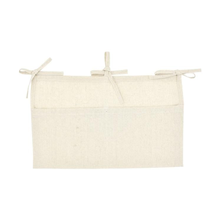 Linen Crib Organizer Hanging Bag 2-Pocket Multi-Functional Storage for Diapers, Burp Cloths & Teething Toys