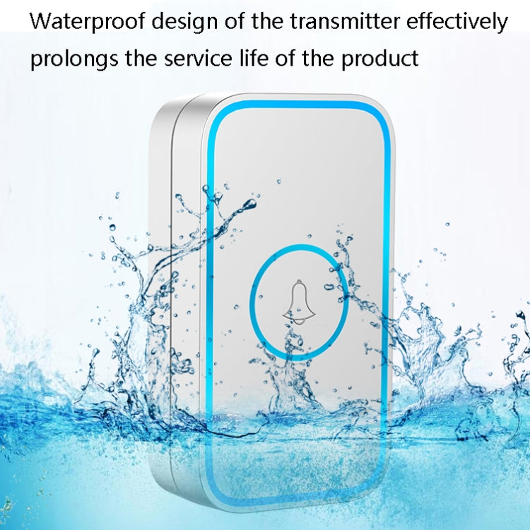 CACAZI A78 Long-Distance Wireless Doorbell Intelligent Remote Control Electronic Doorbell, Style:US Plug(Bright White)