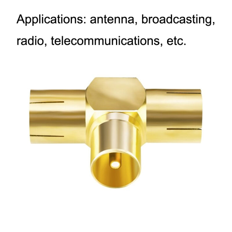 TV Male to 2x Female Aerial Antenna Plug Connector Coaxial Cable Adapter