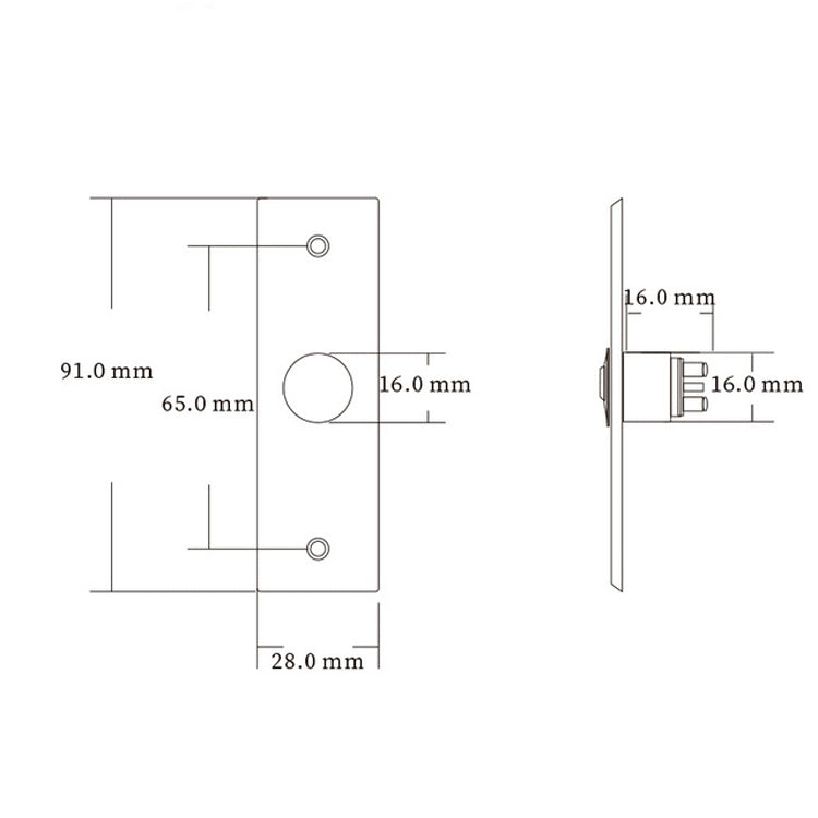 S28 Stainless Steel Narrow Strip Self-reset Electronic Access Control System Switch Out Button