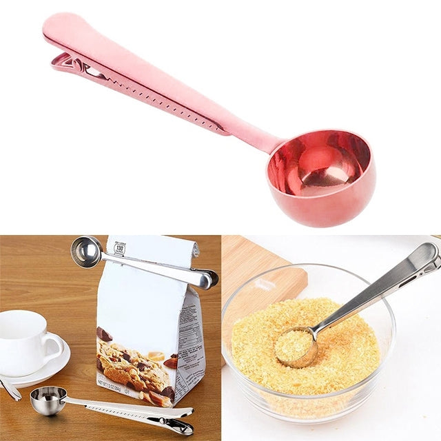 Multifunction Kitchen Coffee Scoop With Clip Stainless Steel Tea Coffee Measuring Cup Coffee Scoop, Coffee Scoop(Silver), Coffee Scoop(Gold), Coffee Scoop(Black), Coffee Scoop(Rose Gold)