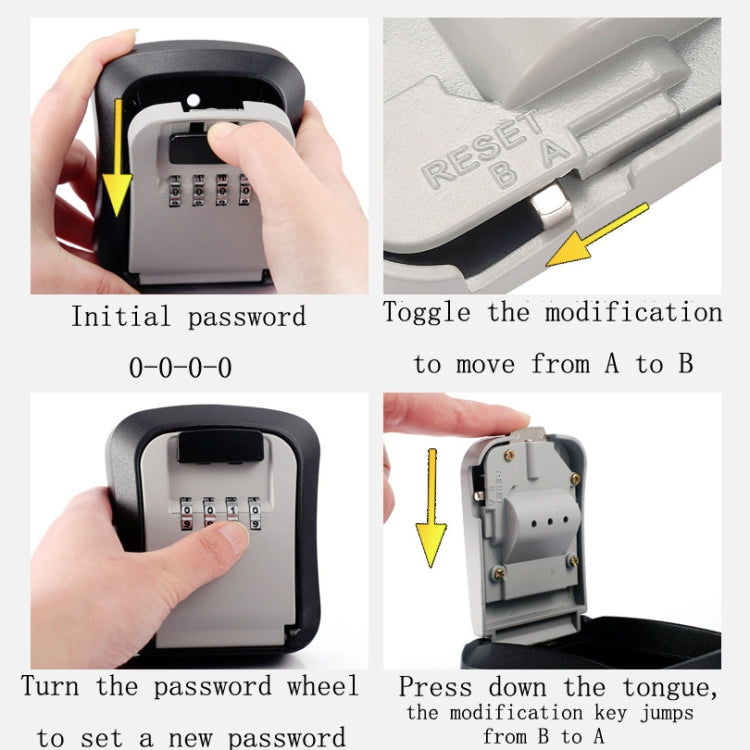 Wall-Mounted Key Code Box Construction Site Home Decoration Four-Digit Code Lock Key Box(Green)