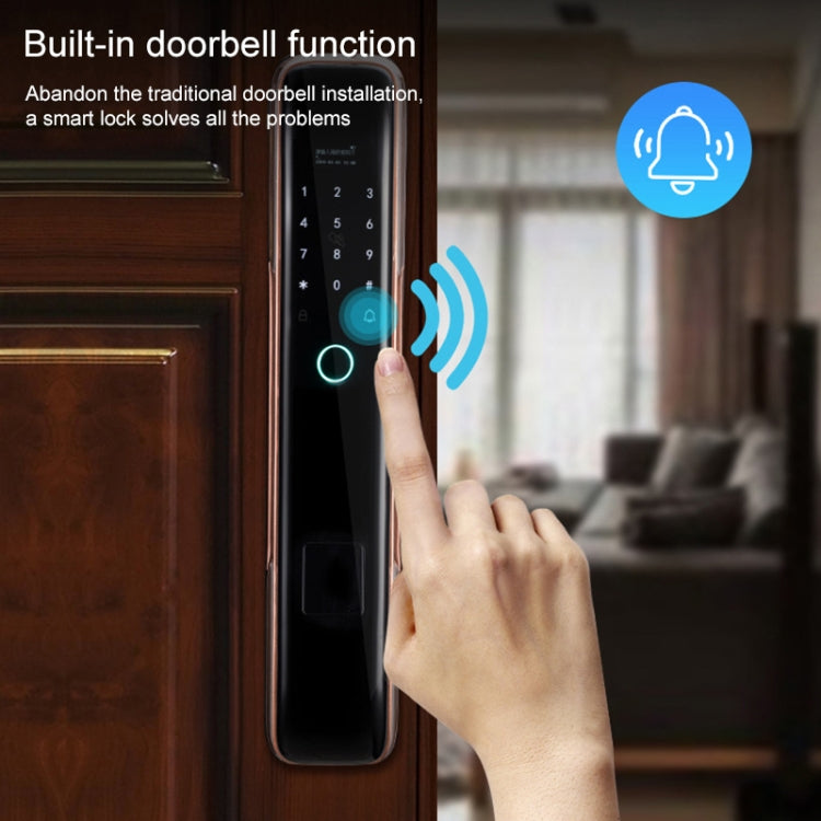 Smart Wifi Anti-Theft Fingerprint Password Lock Mobile Phone Remote Control Electronic Door Lock Magnetic Card Lock, Specification: SM-SL808 Automatic Bronze