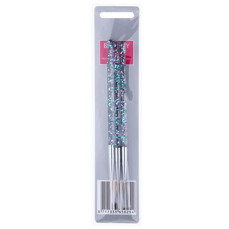 3pcs / Set Nail Art Brush Tool Acrylic Nail Crystal Carving Phototherapy Drawing Pen, Silver Tube, Golden Tube