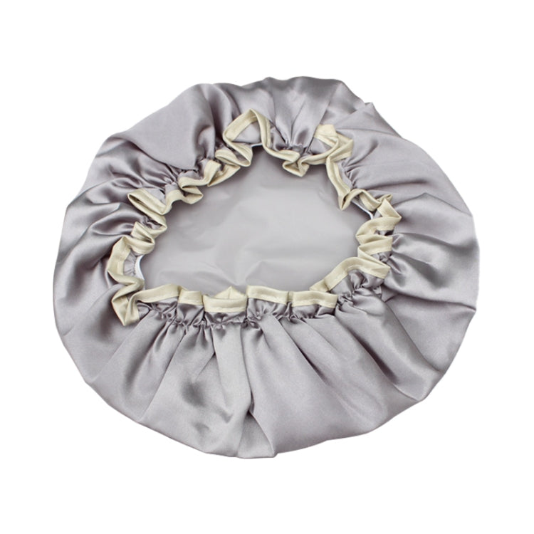 Lovely Thick Women Satin Colorful Double Waterproof Hair Cover Bathing Cap, Pink, Gold, Grey