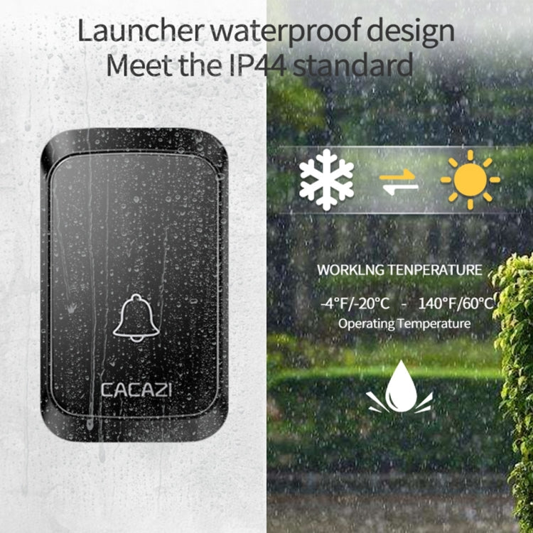 CACAZI A50 1 For 1 Wireless Music Doorbell without Battery, Plug:EU Plug(Black)