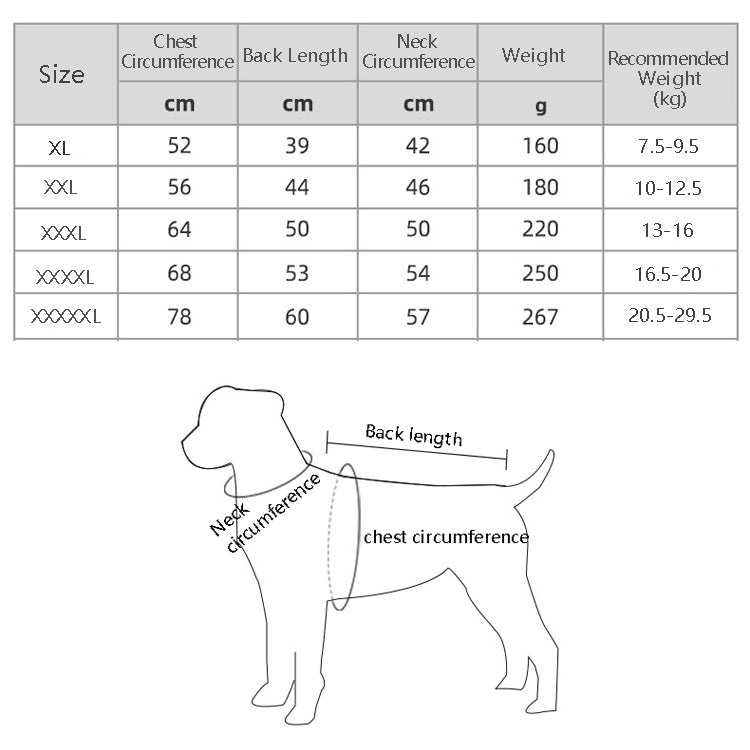 BL-677 Autumn And Winter Pet Dog Clothes, XL, XXL, XXXL, XXXXL, XXXXXL