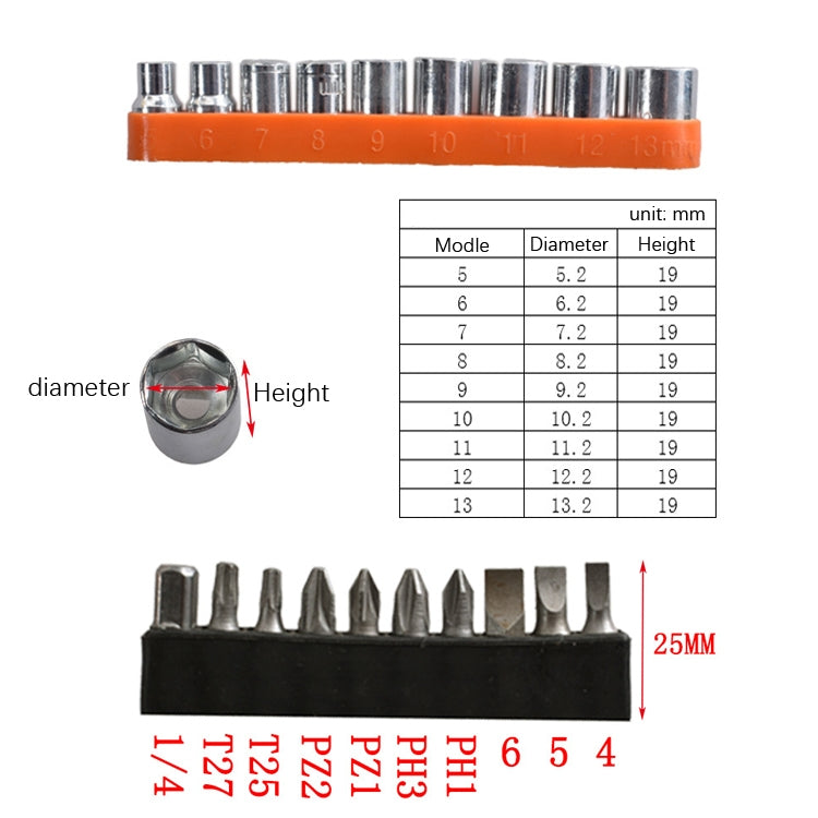 22 PCS / Set Screwdriver Corner Universal Soft Shaft Hex Handle Batch Combination Tool, 22 PCS / Set Shaft Hex