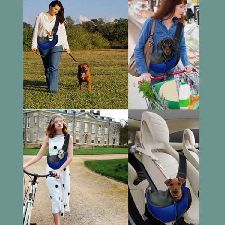 Pet Bag Widened Shoulder Strap Breathable Messenger Cat Bag,Size: Large(Blue)