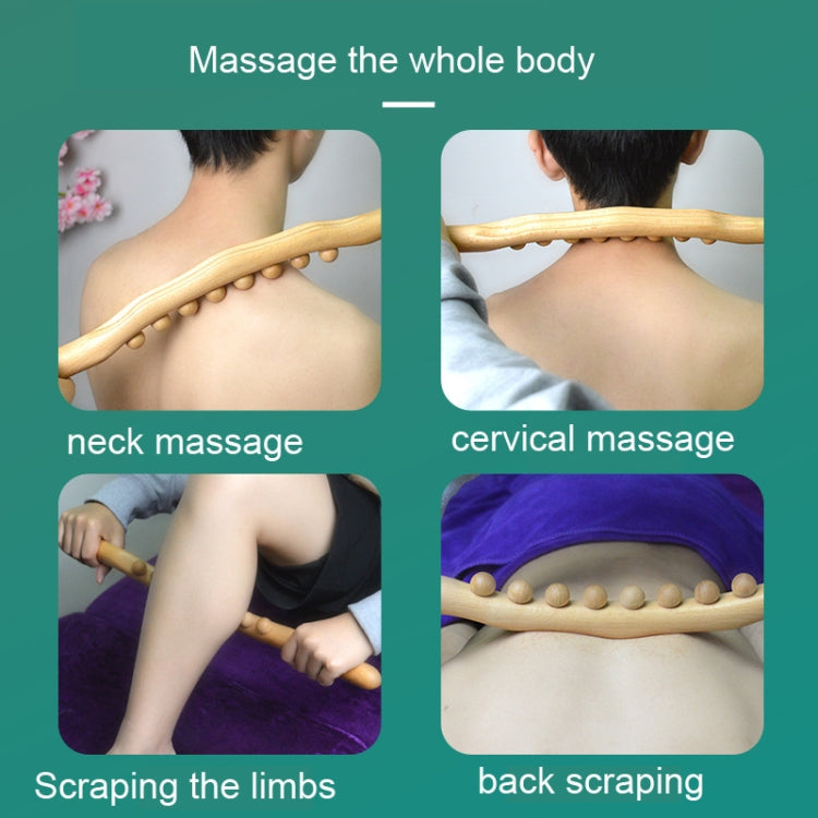 Eight-beaded Beech Wood Massage Stick Meridian Dredging Rolling Stick, 53cm 8 Beads