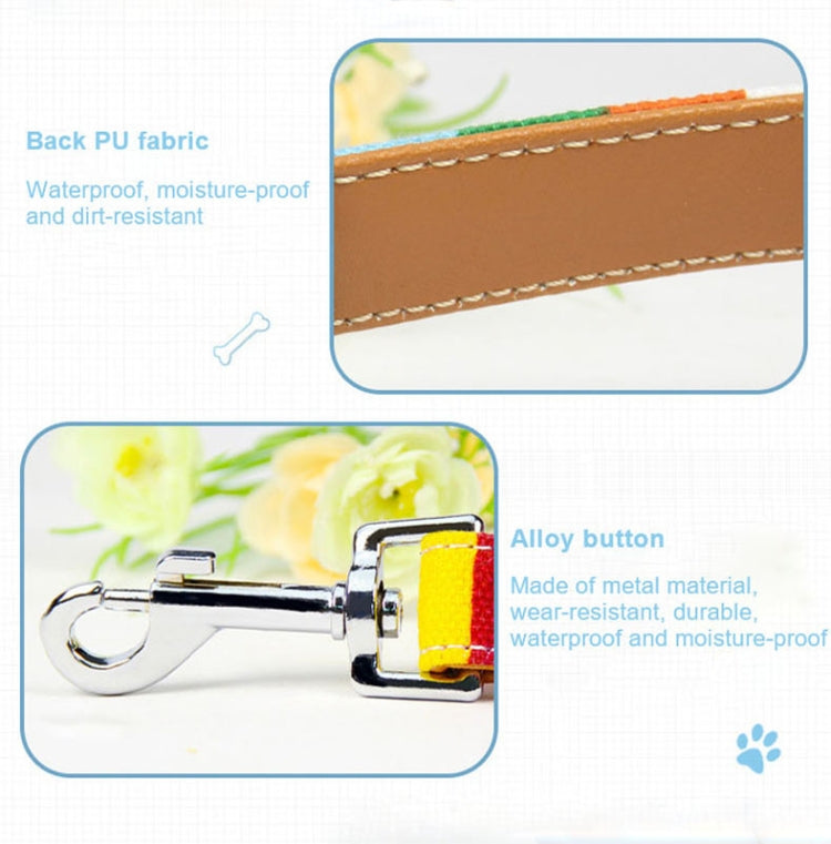 Canvas + PU Colorful Strip Pet Dog Leash M 2.0 x 120cm
