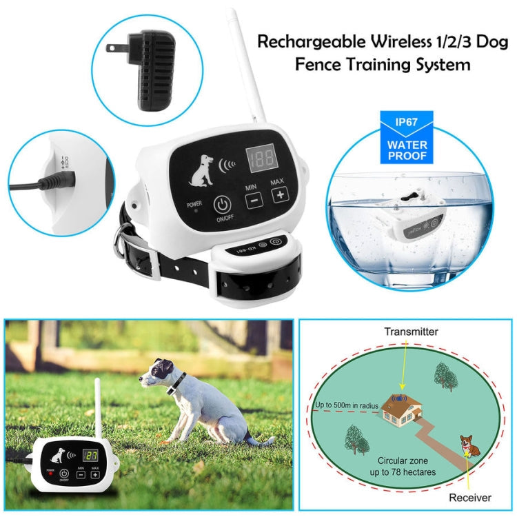 KD-661 500m Wireless Electric Dog Pet Fence Shock Collar,Spec: For Three Dog(UK Plug)