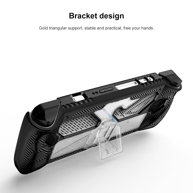 For ASUS Rog Ally Game Console PC+TPU Protective Case Cover With Bracket(Black+Transparent)
