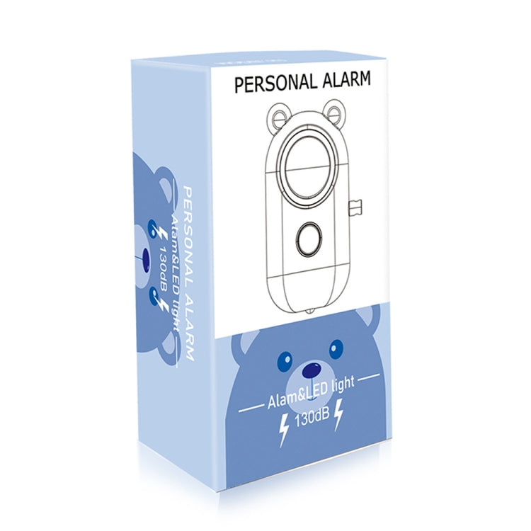 130dB LED Personal Alarm Pull Ring Outdoor Self-defense Products, Specification: Bear Style (Light Blue)