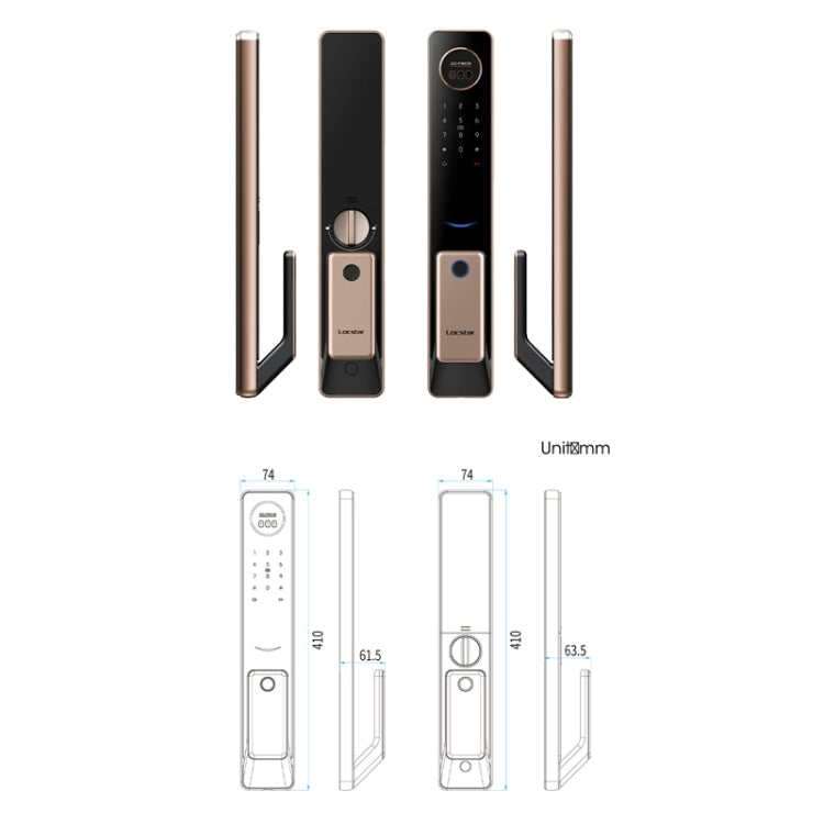 T100A 3D Face Recognition Fingerprint Code Card Digital Door Lock(Space Gray)