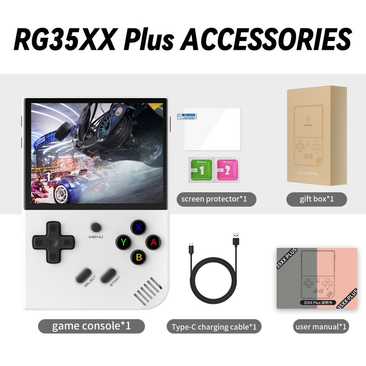 ANBERNIC RG35XX PLUS Handheld Game Console 3.5-Inch IPS Screen Support HDMI TV 64GB(Transparent Black)