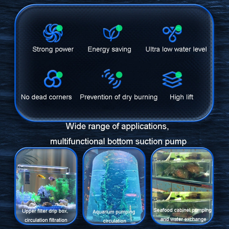 JN-311 12W Anti-Dry Burning Bottom Suction Pump Fish Tank Suction Feces Wigwam Bonsai Submersible Pumps(US Plug)