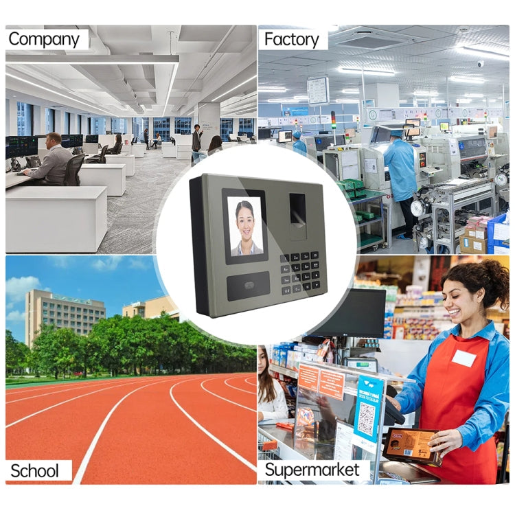 FA03 Intelligent Voice Prompt Face Recognition Fingerprint Attendance Machine(English with US Plug)