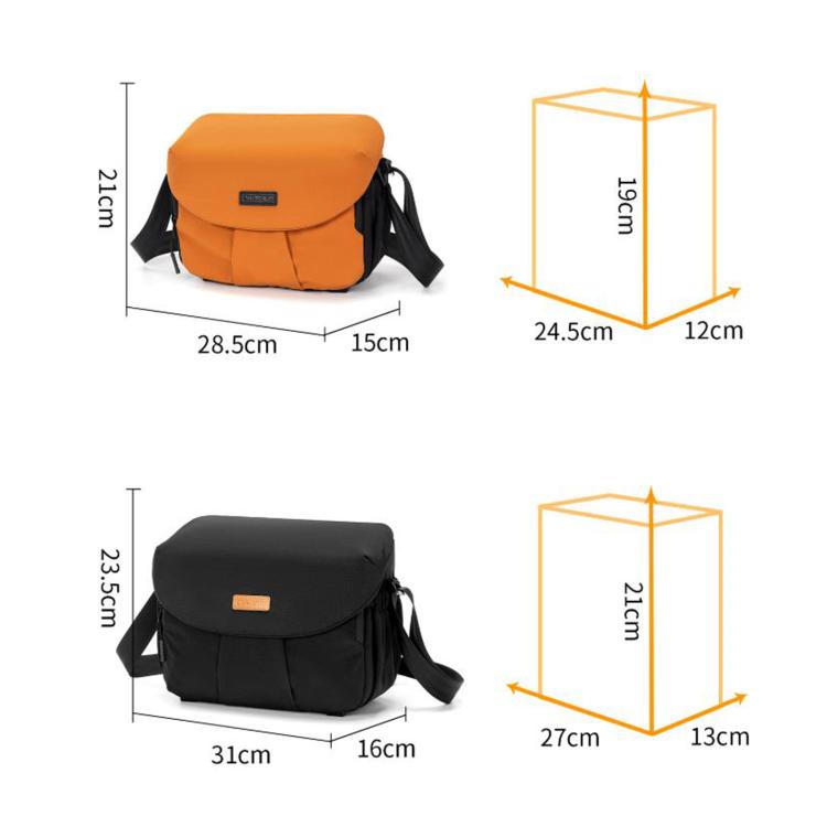Cwatcun D294 Large Capacity Casual Shoulder Bag DSLR Camera Bag, Orange Medium, Black Medium, Black Large