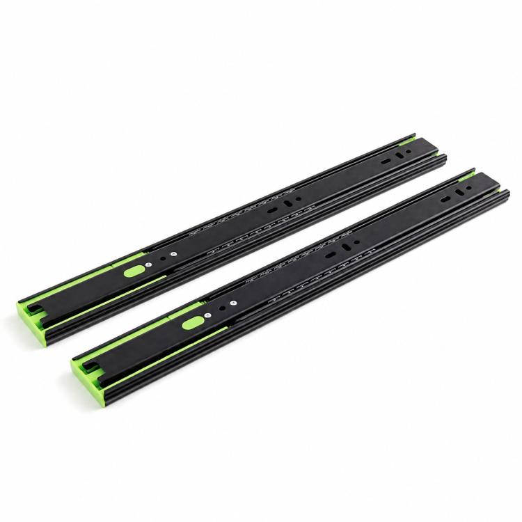 1pair Heavy-Duty Soft-Close Drawer Slides Thickened 3-Section Silent Soft-Close Slide Rails, Black Steel 10 inch 25cm, Black Steel 12 inch 30cm, Black Steel 14 inch 35cm, Black Steel 16 inch 40cm, Black Steel 18 inch 45cm, Black Steel 20 inch 50cm