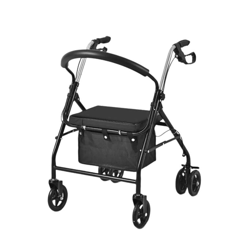 Folding Rollator Walker with Seat Heavy Duty 6-Wheel Senior Shopping Cart Walker, Black/Fabric Bag/No Pedal, Black/Wire Basket /No Pedal, Black/Fabric Bag/With Pedal, Black/Wire Basket/With Pedal, Red/Fabric Bag/No Pedal, Red/Wire Basket/No Pedal