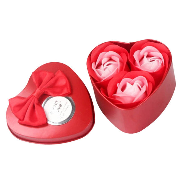 3 Soap Flowers Valentine Day Gifts Tanabata Gifts Wedding Creative Gifts Heart Shaped Iron Box Roses