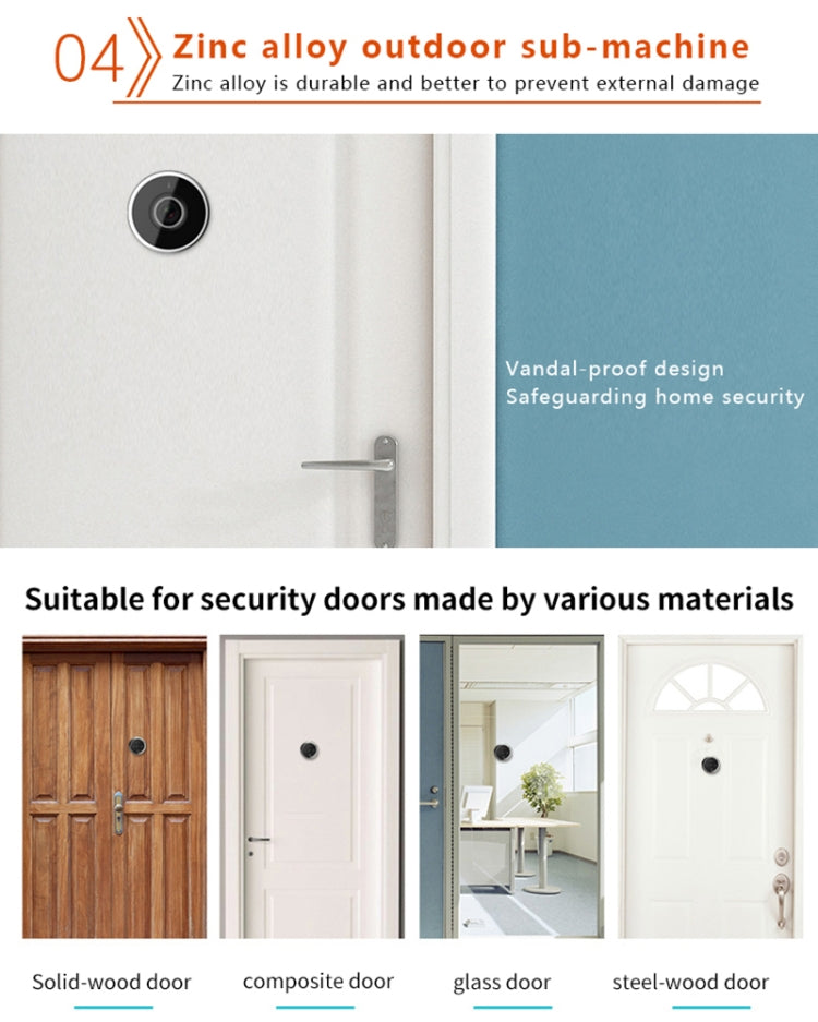 DD3S 2.4 inch Screen 0.3MP Security Camera Peephole Viewer Digital Peephole Door Bell,