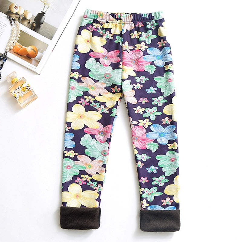 Girls Thin-Flannel SpringAutumn Outerwear Milk-Viscose Pants