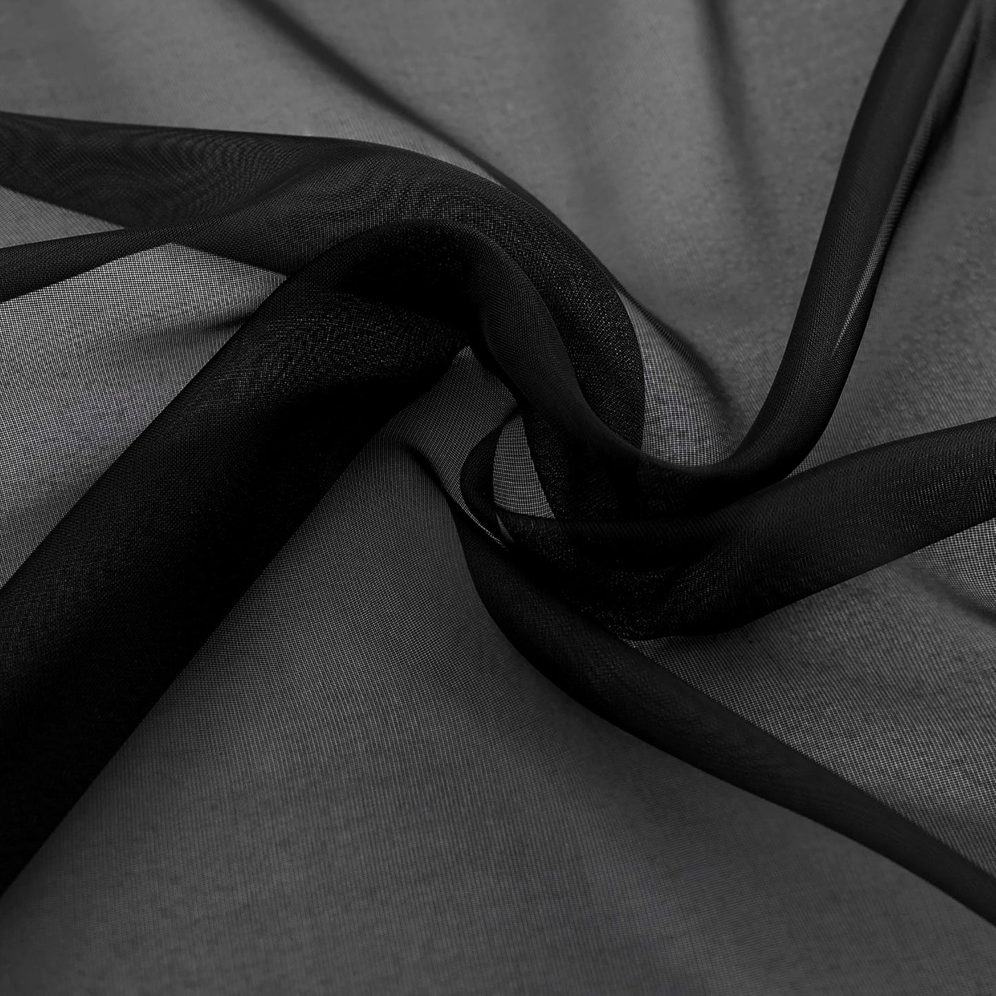 63" Inches Long - Black Sheer Window Rod Pocket Curtain Set (2 Panels)