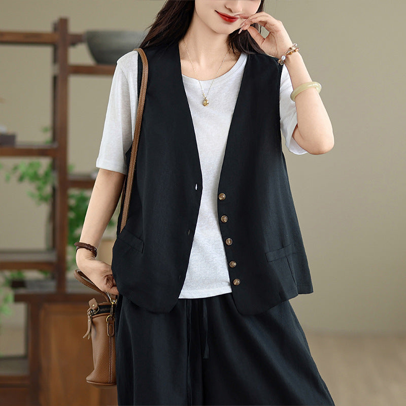 Womens Summer New Artistic Cardigan Outer Vest