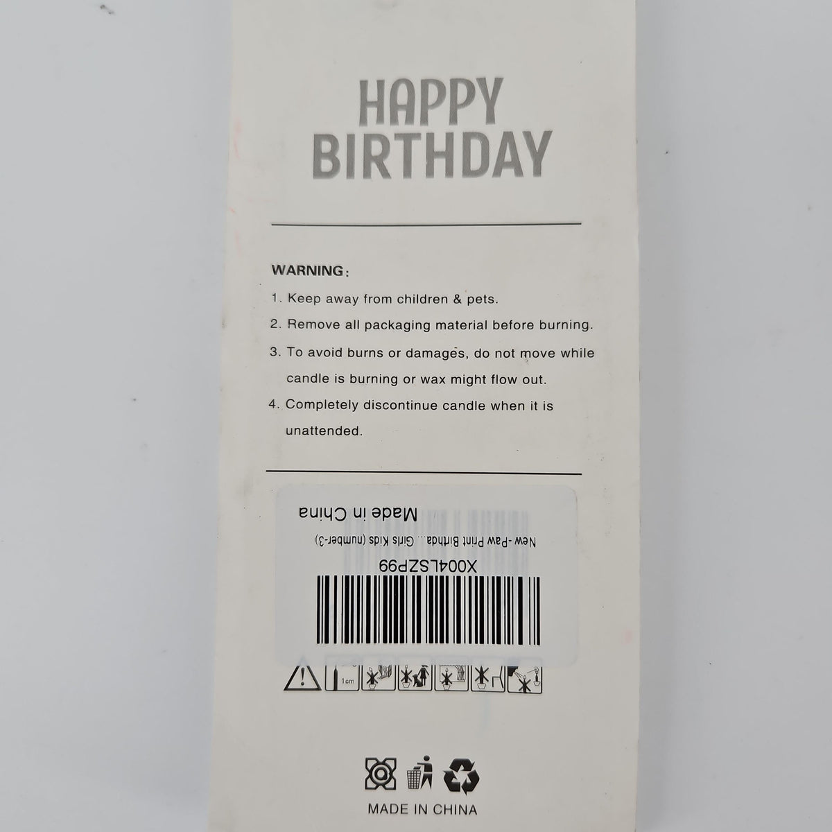 Paw Print Number 3 Birthday Candle