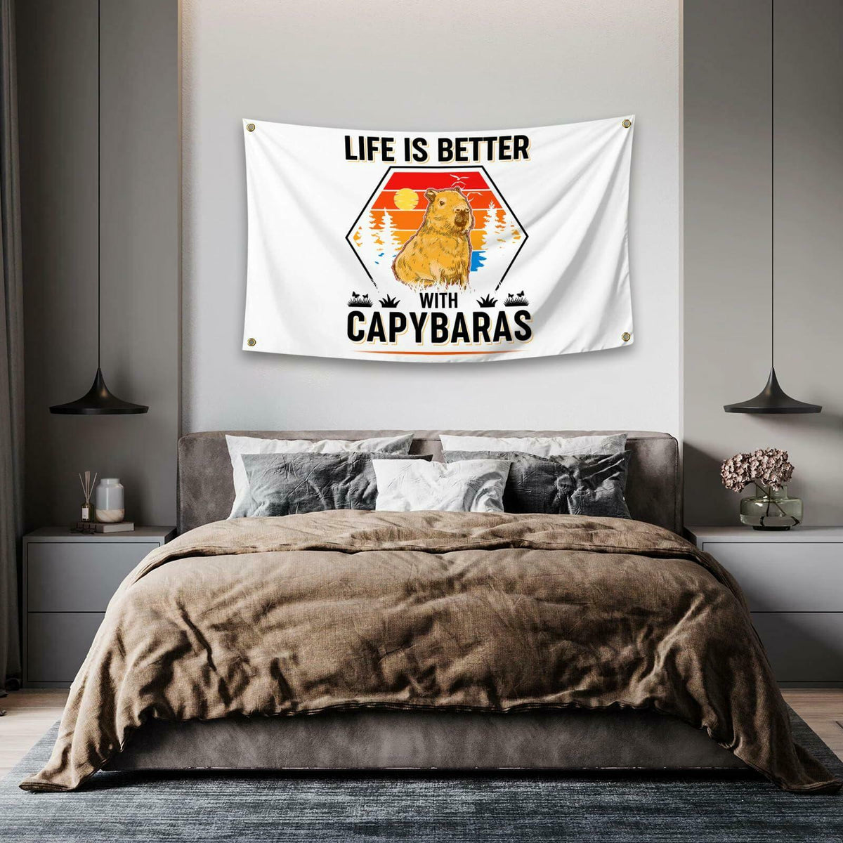 NUCTKP Capybara Life Is Better Wall Tapestry, 5 x 3 ft