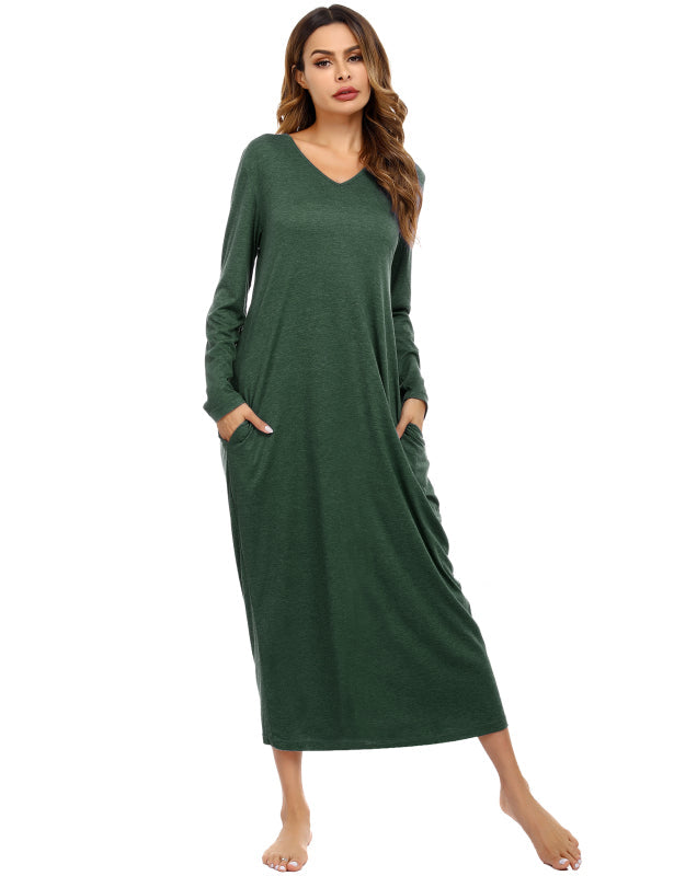 Ladies V-Neck Long Sleeve Nightdress