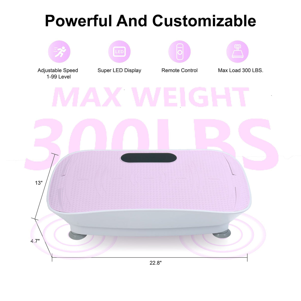 Silent Vibration Platform Crazy Fitness Massage 10-Frequency Weight Loss & Fat Burner Body Shaking Machine For Unisex Pink