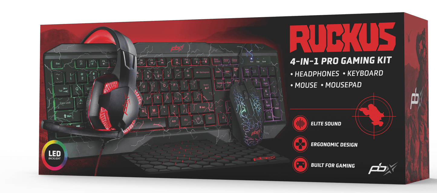 4-IN-1 PRO GAMING KIT HEADPHONES KEYBOARD MOUSE - MOUSEPAD