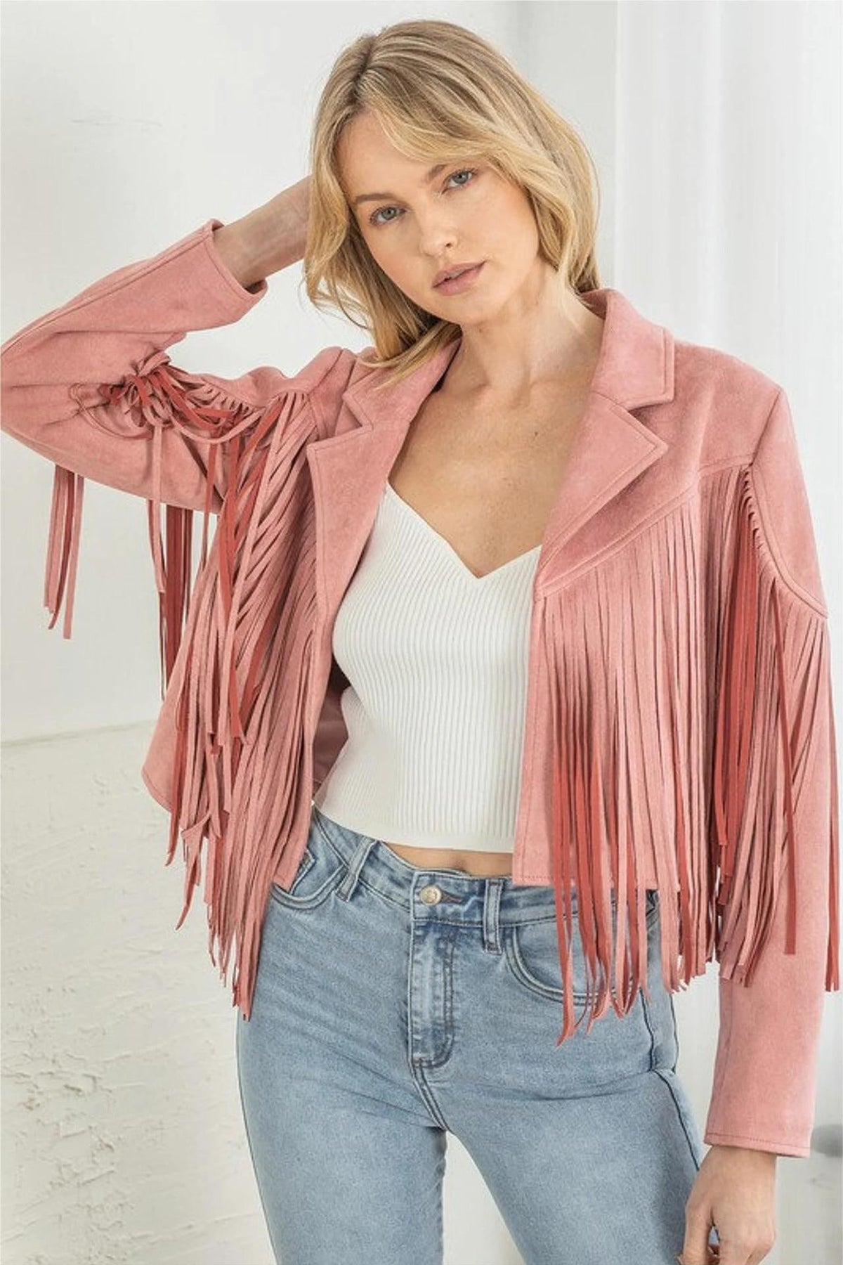 European And American Women's Clothing Jacket Leather Coat Deerskin Velvet Elegant Lapel Tassel Short Coat For Women Autumn And Winter New