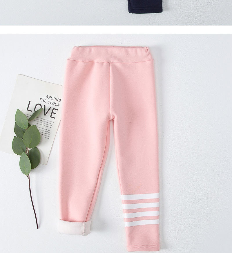 Winter Fleece-lined Thickened Leggings For Girls