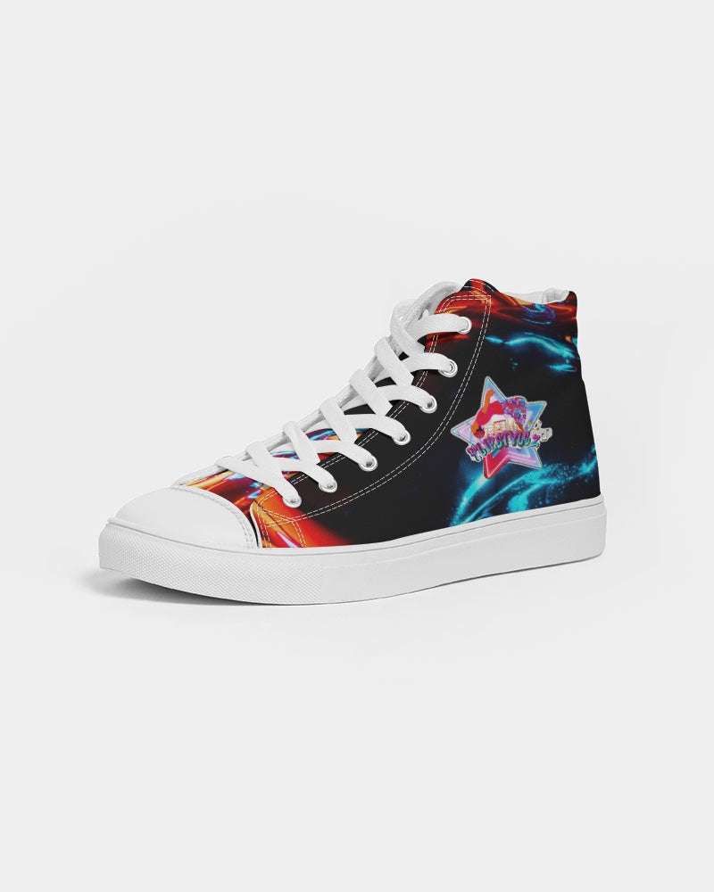 ELECTRICLY BLUE AND RED DESIGN BY FLIPSTYLEZ Women's Hightop Canvas Shoe