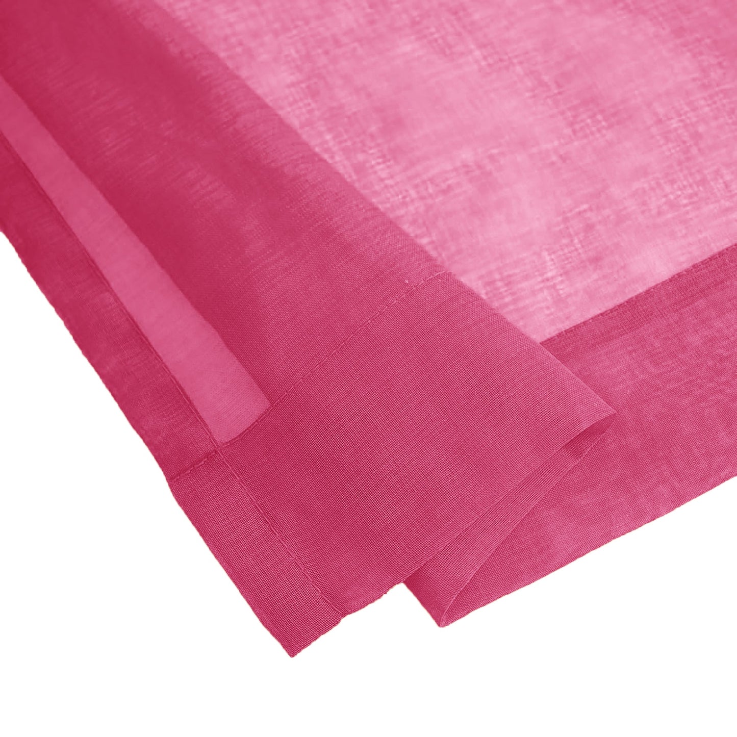 63" Inches Long - Hot Pink Sheer Window Rod Pocket Curtain Set (2 Panels)