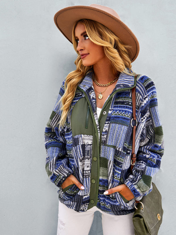 Women's Raglan Long Sleeve Printed Jacket