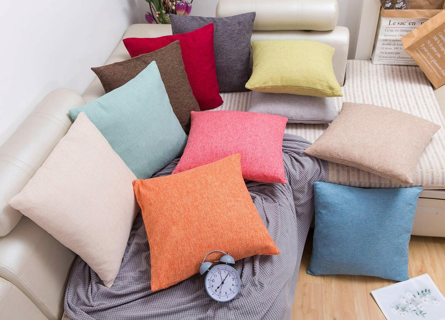 Jepeak Linen Throw Pillow Covers 16x24 Inch Pack of 2 Light Teal