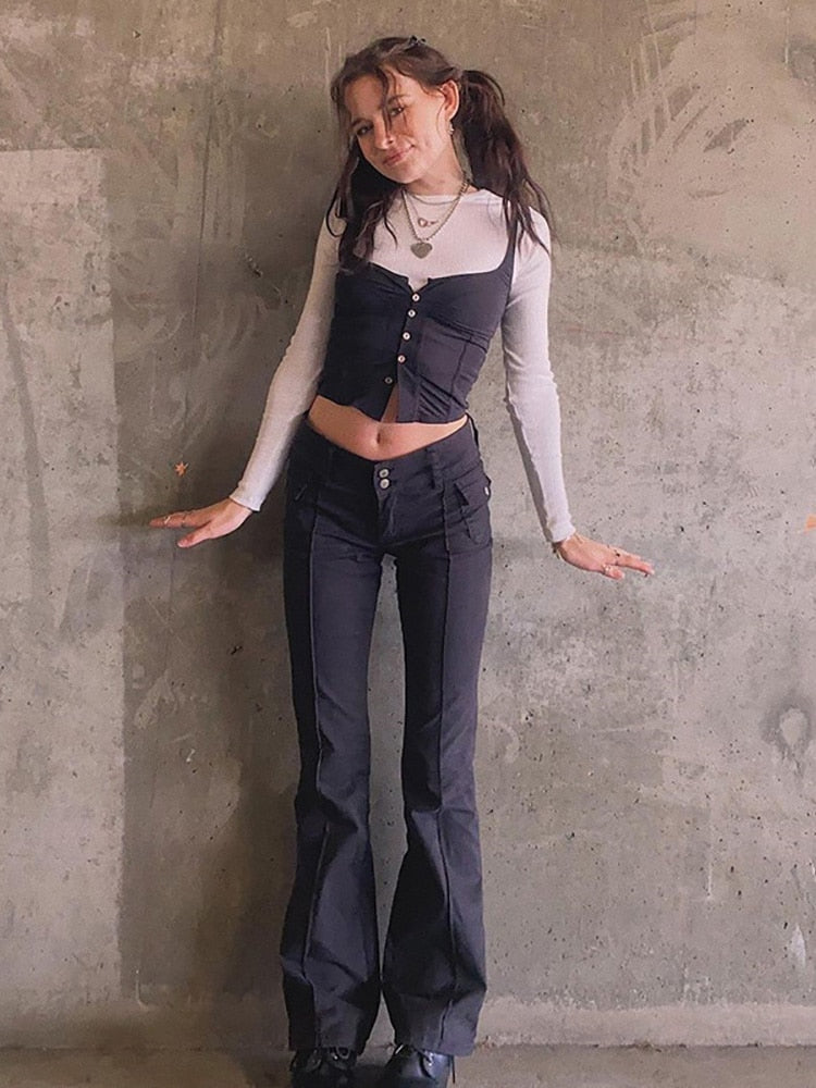 EtherealBe Slim Fit Flare Pants with Pockets