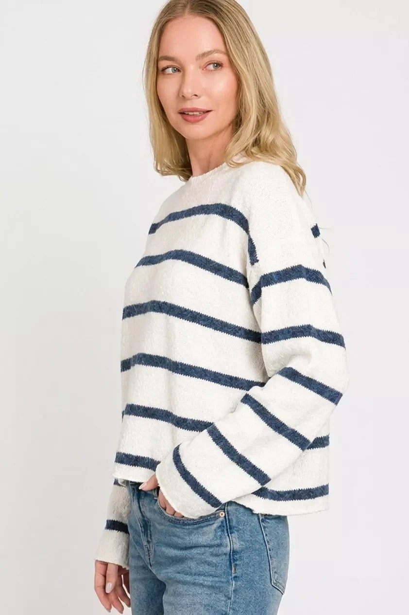 Zenana Wool Blend Striped Sweater