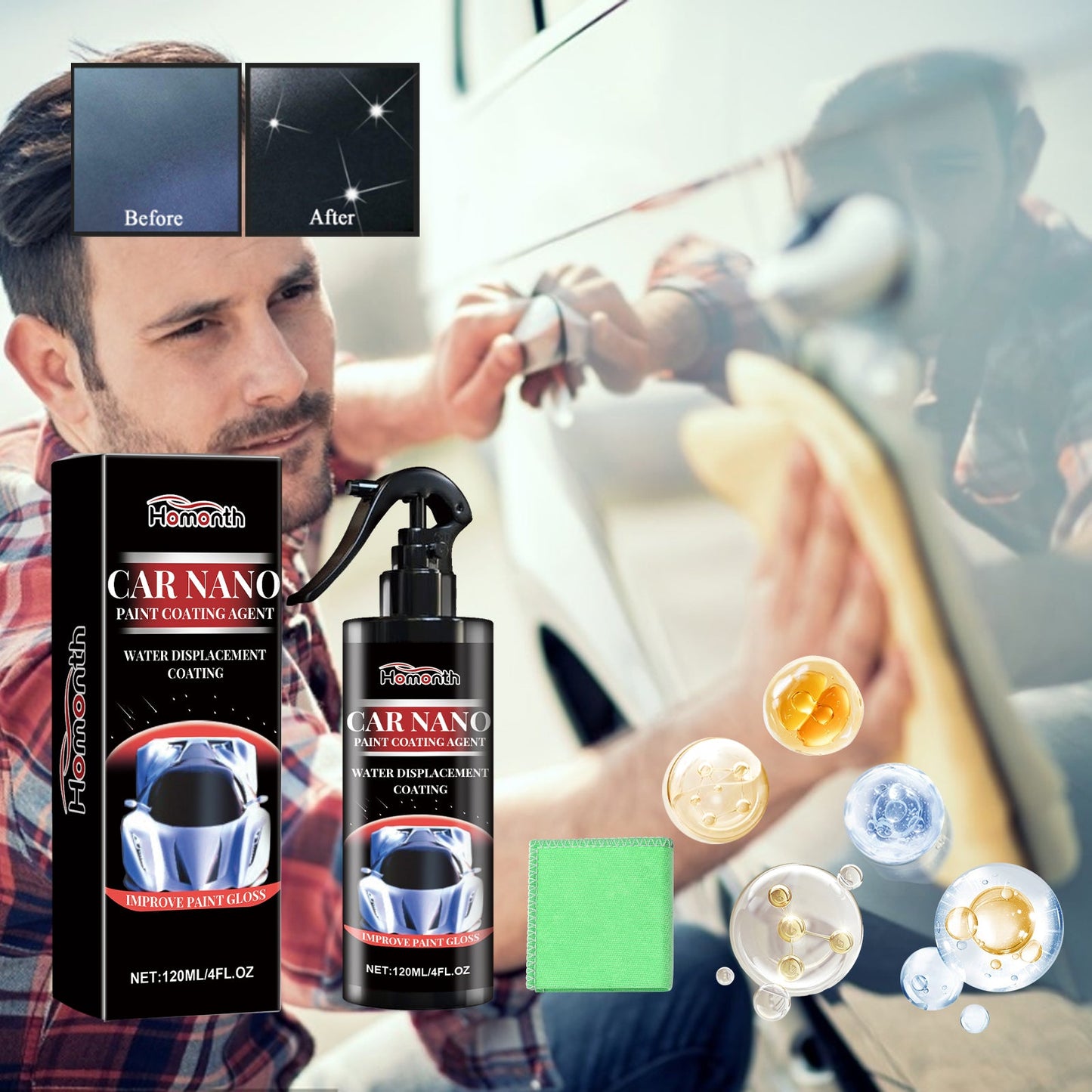 Car Nano Paint Coating Agent, Maintenance Paint Decontamination Brightening Automotive Coating Coating Spray For All Vehicles