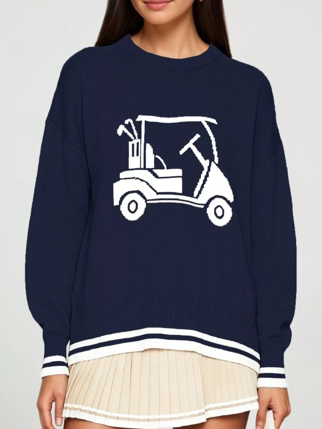 Golf Cart Graphic Dropped Shoulder Sweater